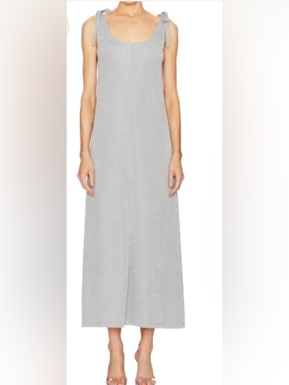 SLEEPER Kylie Lurex Slip Minimalist Light Gray sparkly silver Maxi Dress Large